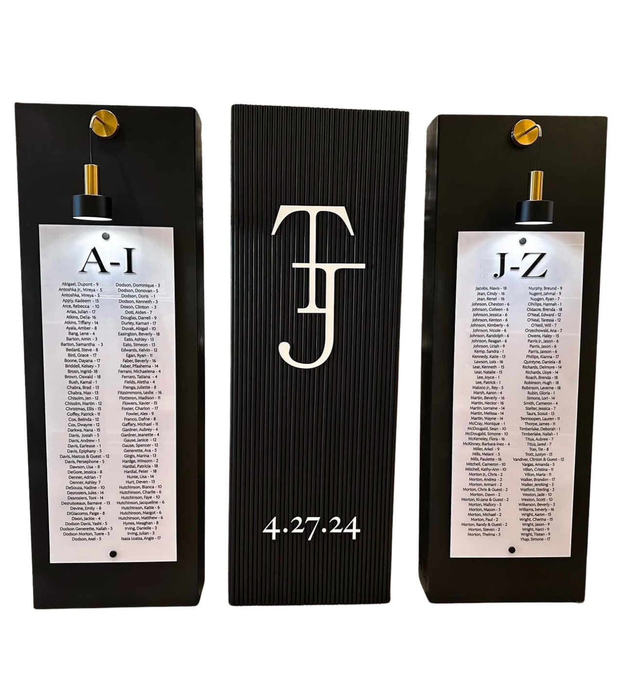 Plan de Table Trio de Panneaux Noirs & Plexi– Modernité & Luxe