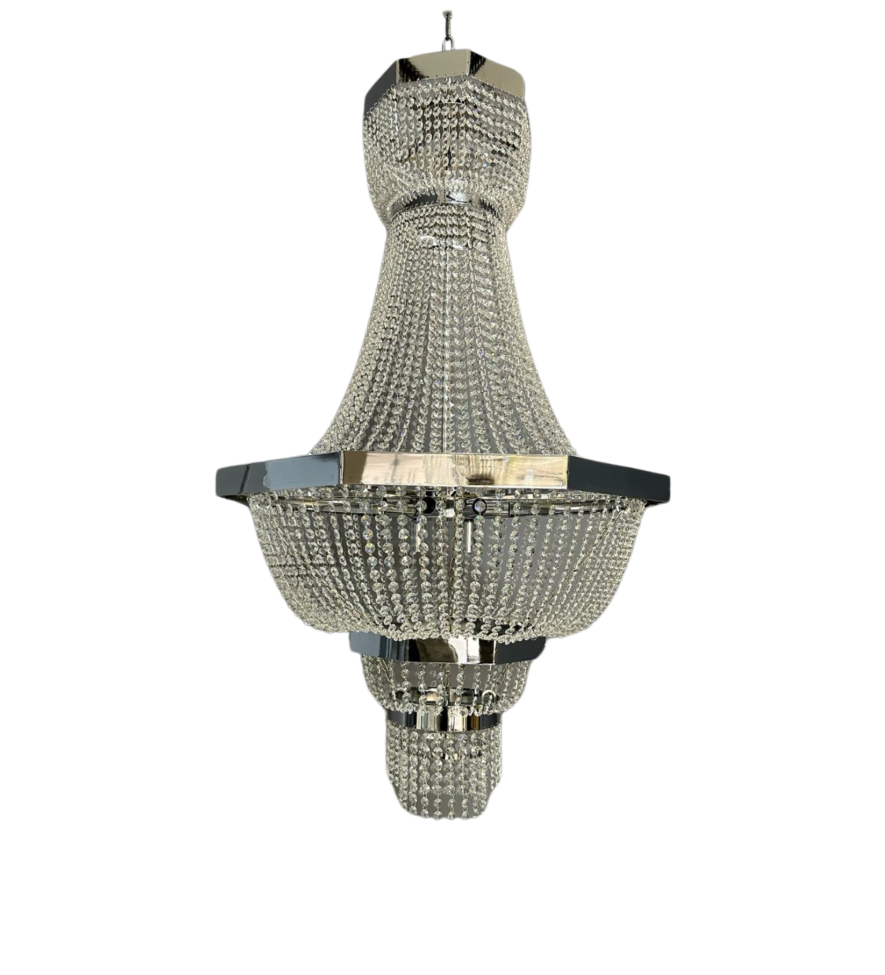 Lustre Hexagonal Argenté 80 x 130 cm