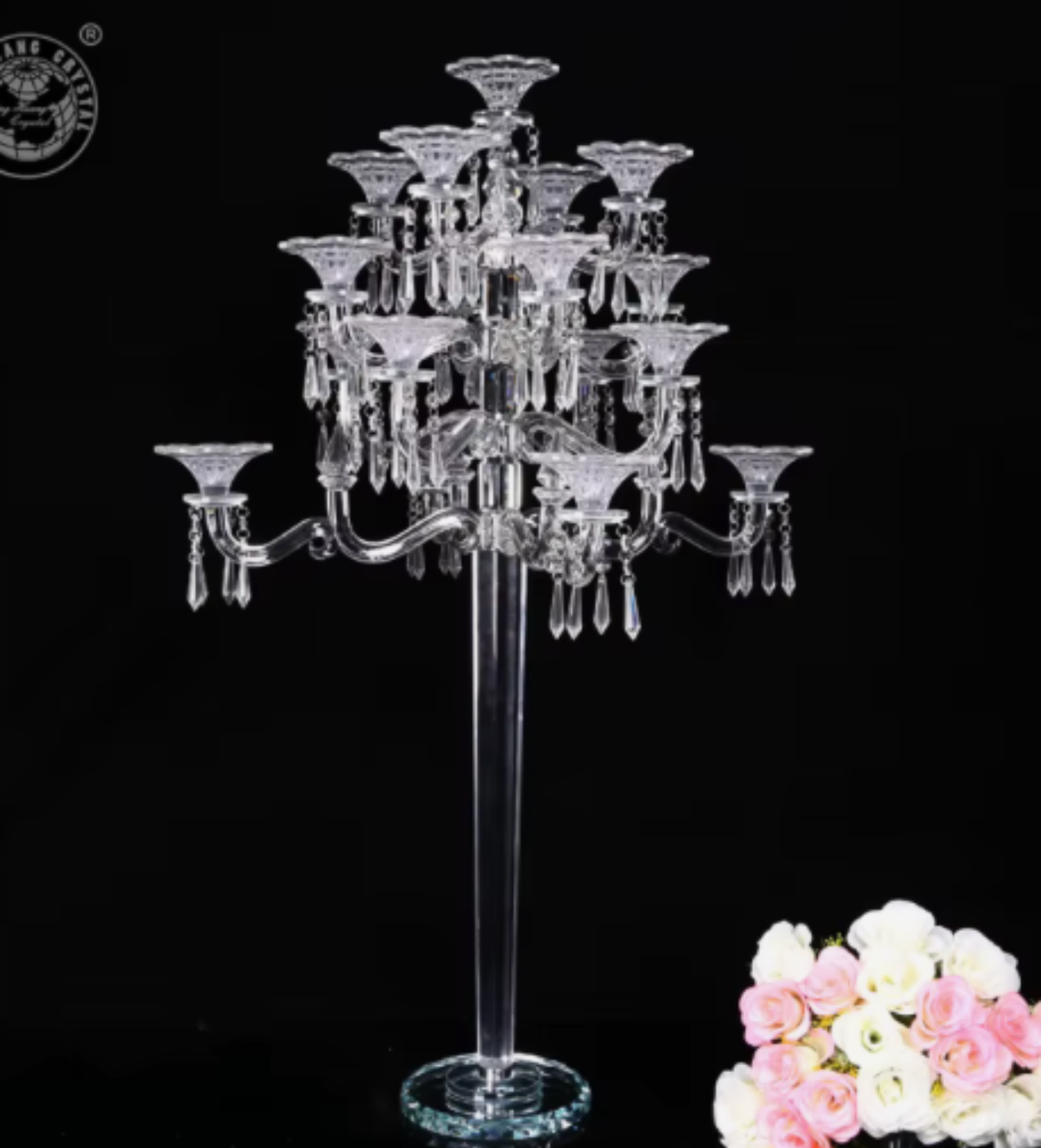 Grand chandelier fleuri 17 bras
