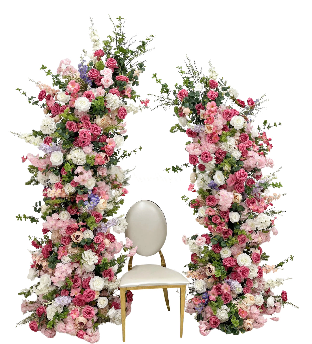 Arche Blanche avec Touches de Rose Fuchsia